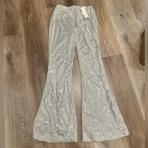 Urban Outfitters  - Silver Sequin Disco
Flare Pants